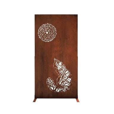 Corten Steel Garden Screen – The Wildcat with white background