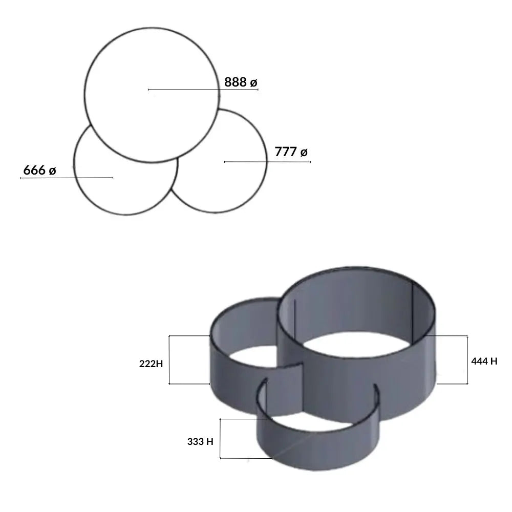 Corten Steel Grove Planter dimensions