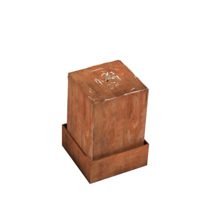 Corten Steel Infinity Bubbling fountain with white background