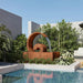 Corten Steel Poseidon Water Fountain in the pool side
