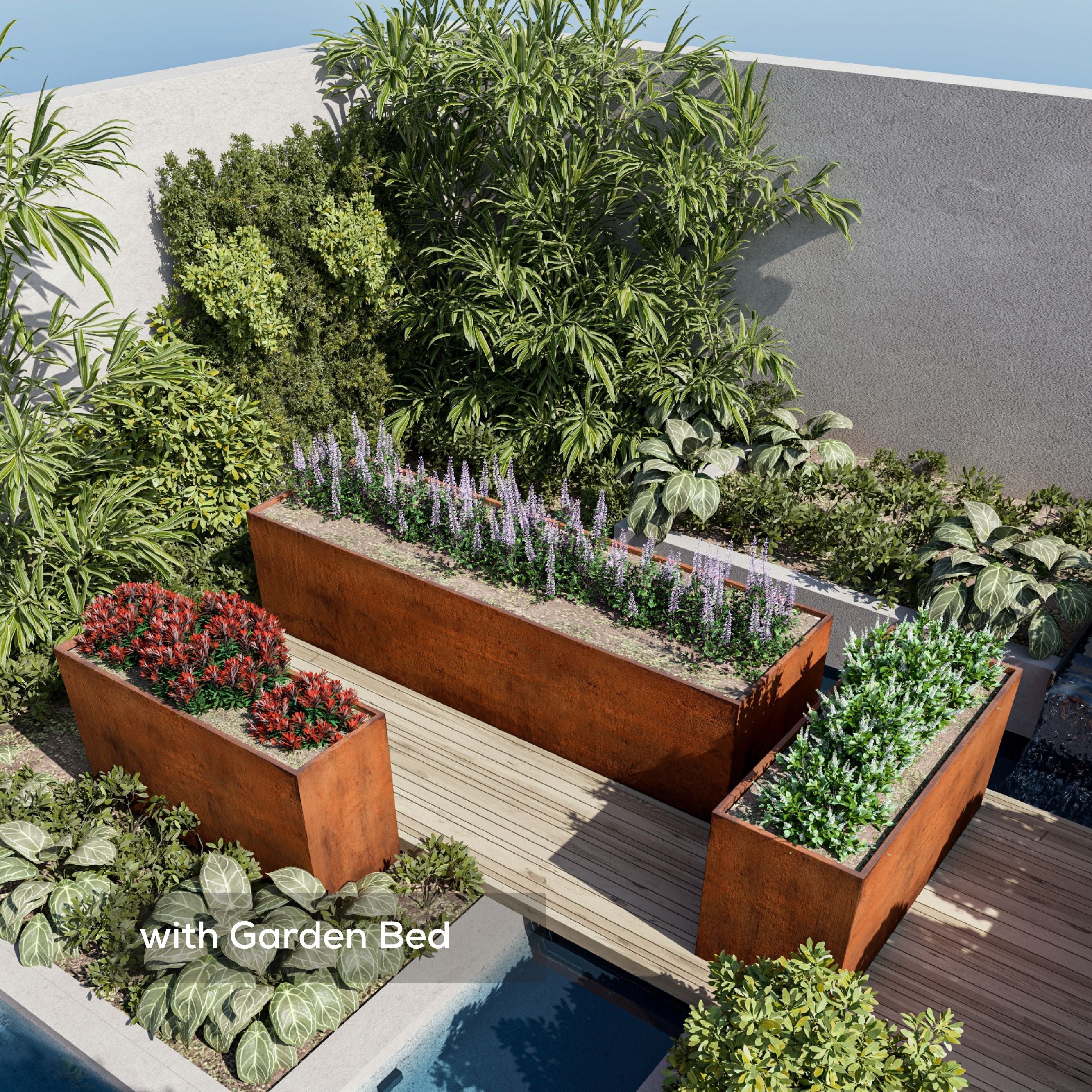 Corten Steel Sentinel Garden Planter Pot Range upper view