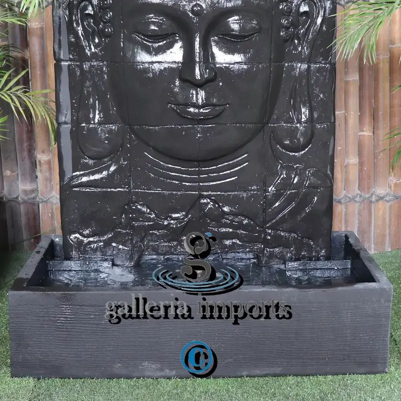 Dharma Buddha Face Wall Water Feature Charcoal bottom view