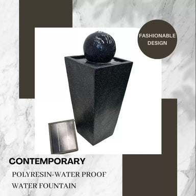 Elegant Solar Ball Water Feature Fountain with LED Sideview With Frame