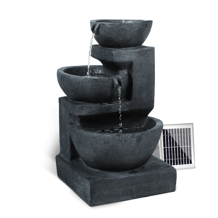 3 Tier Bowls Solar Fountain with LED Lights