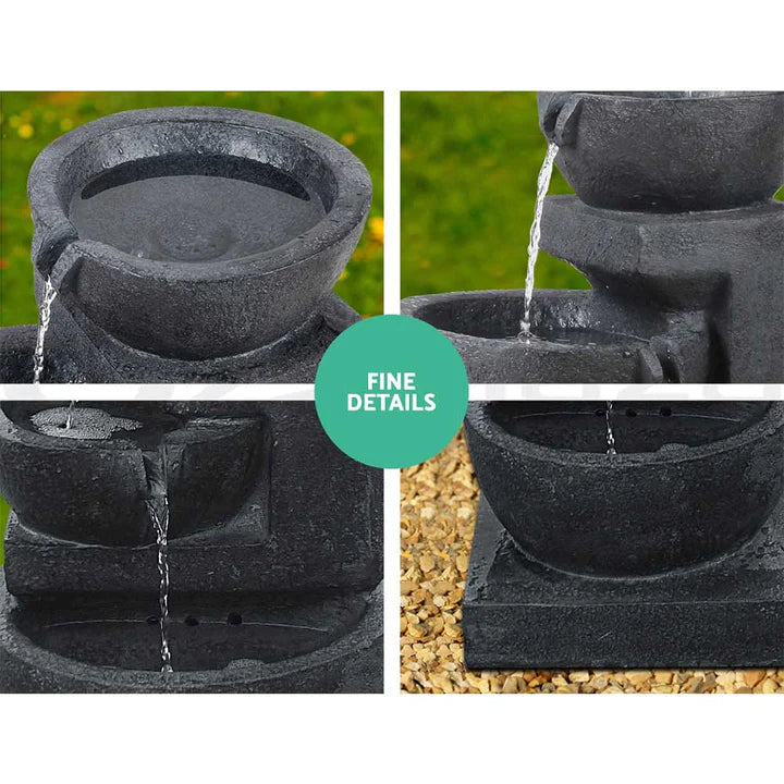 3 Tier Bowls Solar Fountain with LED Lights