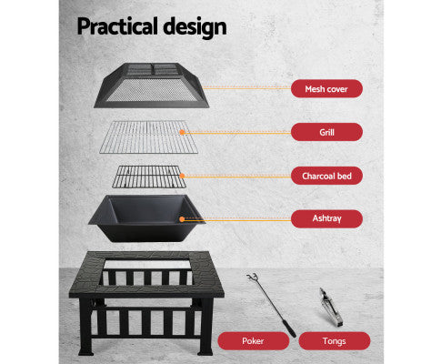 FlameCraft Outdoor Wood-Burning Fireplace Table and BBQ Grill: Your Garden's Ultimate Hearth