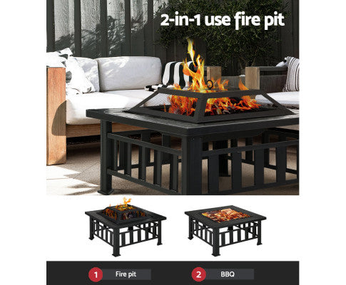 FlameCraft Outdoor Wood-Burning Fireplace Table and BBQ Grill: Your Garden's Ultimate Hearth