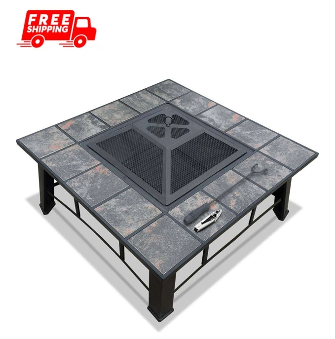 Grillz Fire Pit BBQ Grill Ice Bucket 4-In-1 Table