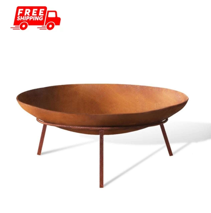PatioGlow 60CM Charcoal Iron Fire Pit: Rustic Outdoor Wood Heater
