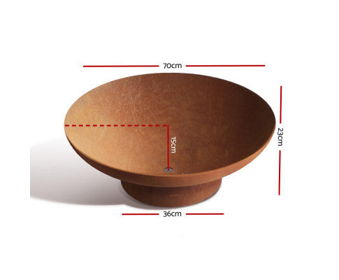Retro BlazeSteel 70CM Charcoal Campfire Pit: Rustic Outdoor Fire Bowl