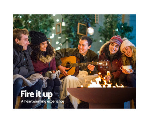 Retro BlazeSteel 70CM Charcoal Campfire Pit: Rustic Outdoor Fire Bowl