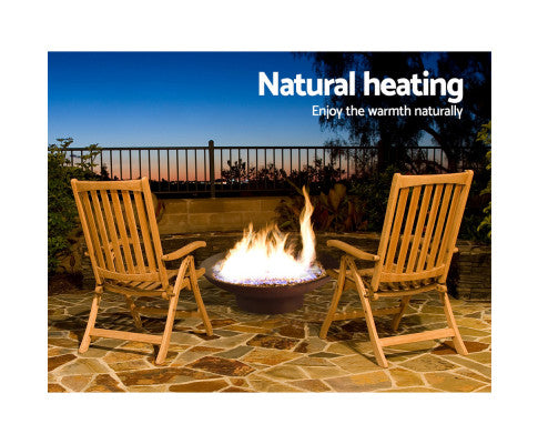 Retro BlazeSteel 70CM Charcoal Campfire Pit: Rustic Outdoor Fire Bowl