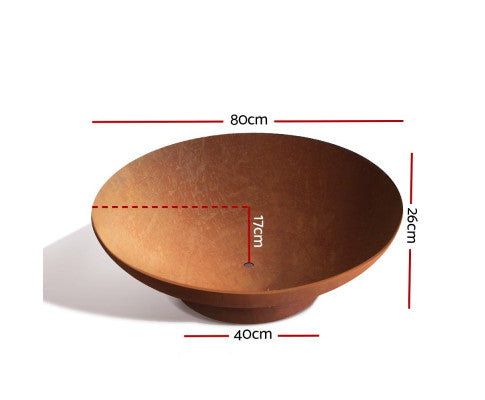 Retro BlazeSteel 80CM Charcoal Campfire Pit: Rustic Outdoor Fire Bowl
