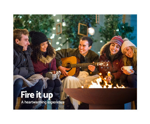 Retro BlazeSteel 80CM Charcoal Campfire Pit: Rustic Outdoor Fire Bowl
