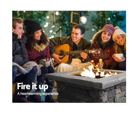 RusticFlame Charcoal Hearth: Outdoor Fire Pit Table for Garden and Backyard