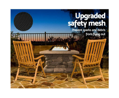 RusticFlame Charcoal Hearth: Outdoor Fire Pit Table for Garden and Backyard