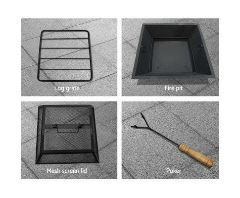 RusticFlame Charcoal Hearth: Outdoor Fire Pit Table for Garden and Backyard
