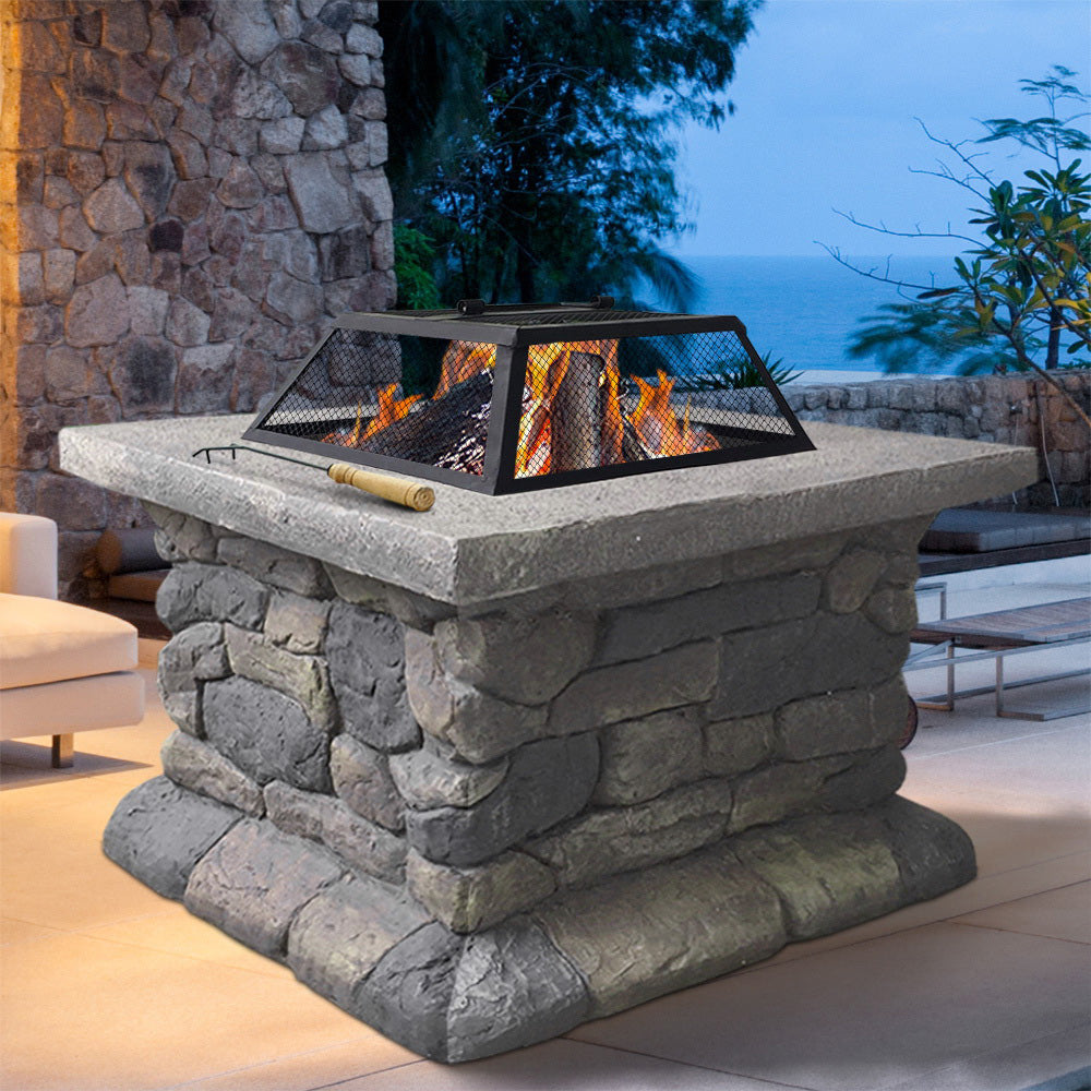 RusticFlame Charcoal Hearth: Outdoor Fire Pit Table for Garden and Backyard