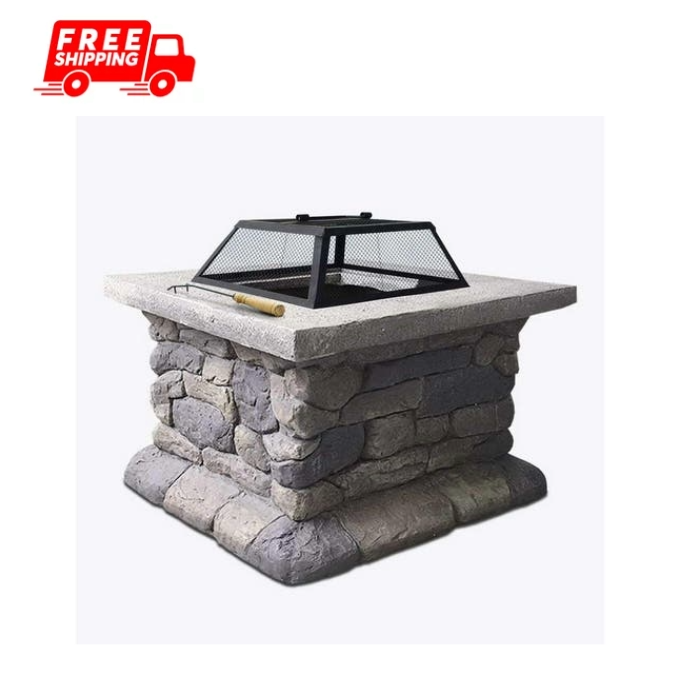 RusticFlame Charcoal Hearth: Outdoor Fire Pit Table for Garden and Backyard