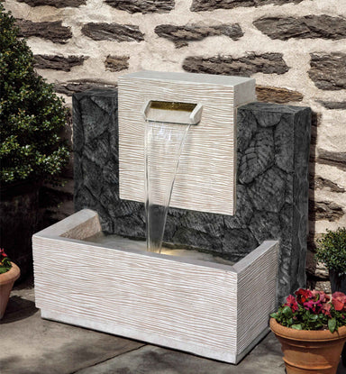 Front view of Contemporary Wall Veil Water Feature Fountain