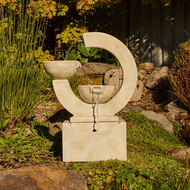 Front view of Crescent Twin Bowls Fountain