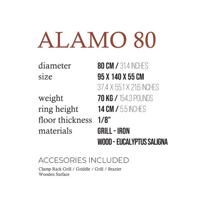Fuegos Alamo 80 specifications