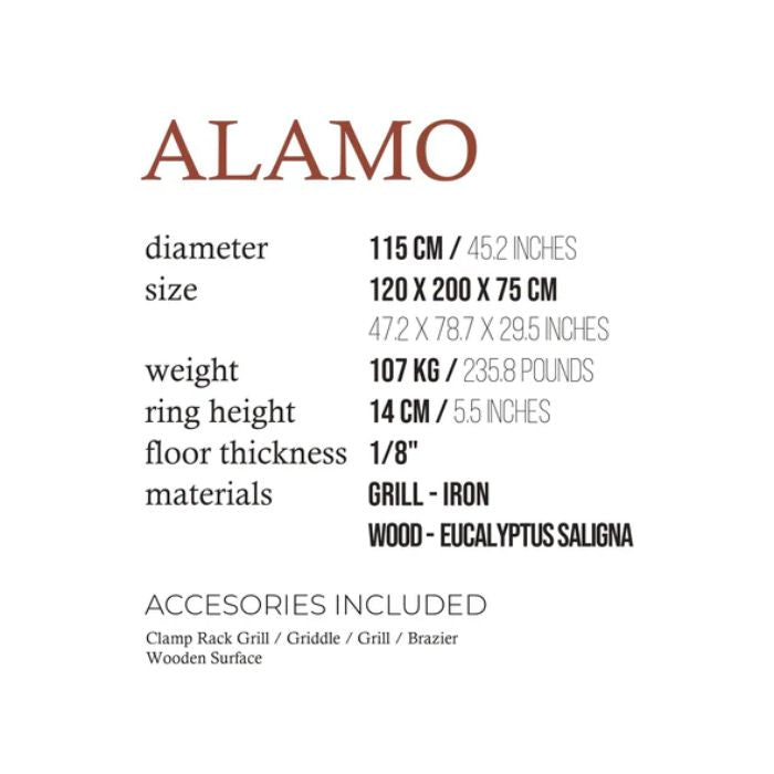 Fuegos Alamo Argentina BBQ Grill 120cm size