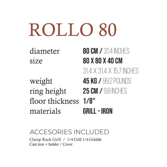 Fuegos Rollo 80 specifications