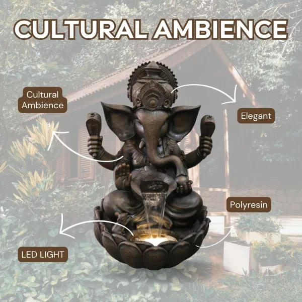Gajanan Lord Ganesha Elephant Water Feature Fountain