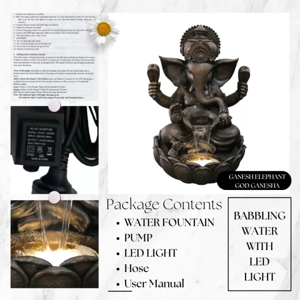 Gajanan Lord Ganesha Elephant Water Feature Fountain