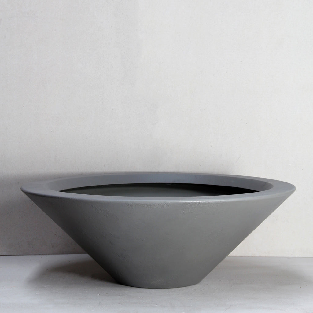 Grey New Wok Bowl planter front view