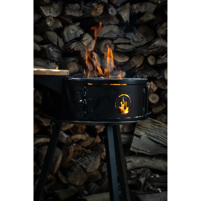 Grill with fire