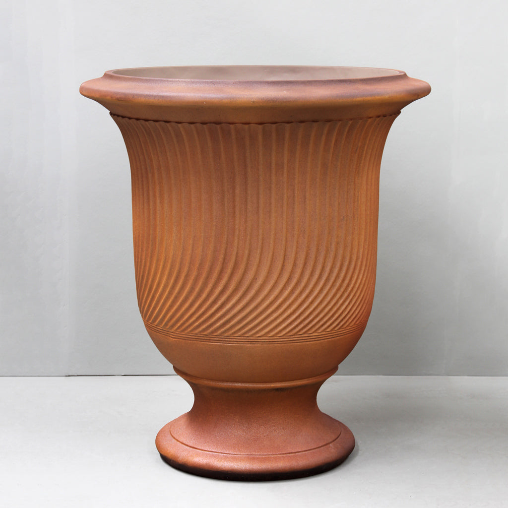 Iron Rust Striated Anduze Urn Pot Front View