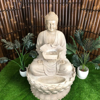 Large Meditating Buddha Water Feature Fountain Upper View