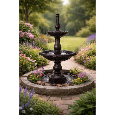 Lisbon Classic Cast Iron 2 Tier Water Feature Fountain in the garden