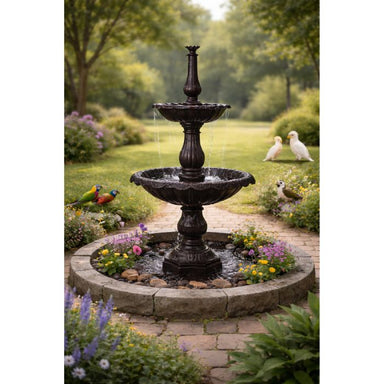 Lisbon Classic Cast Iron 2 Tier Water Feature Fountain with birds