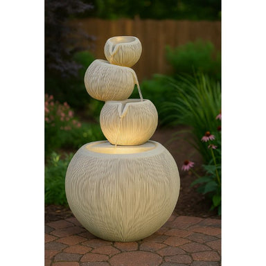 Luminous Cascade Bowls Water Feature in the garden 