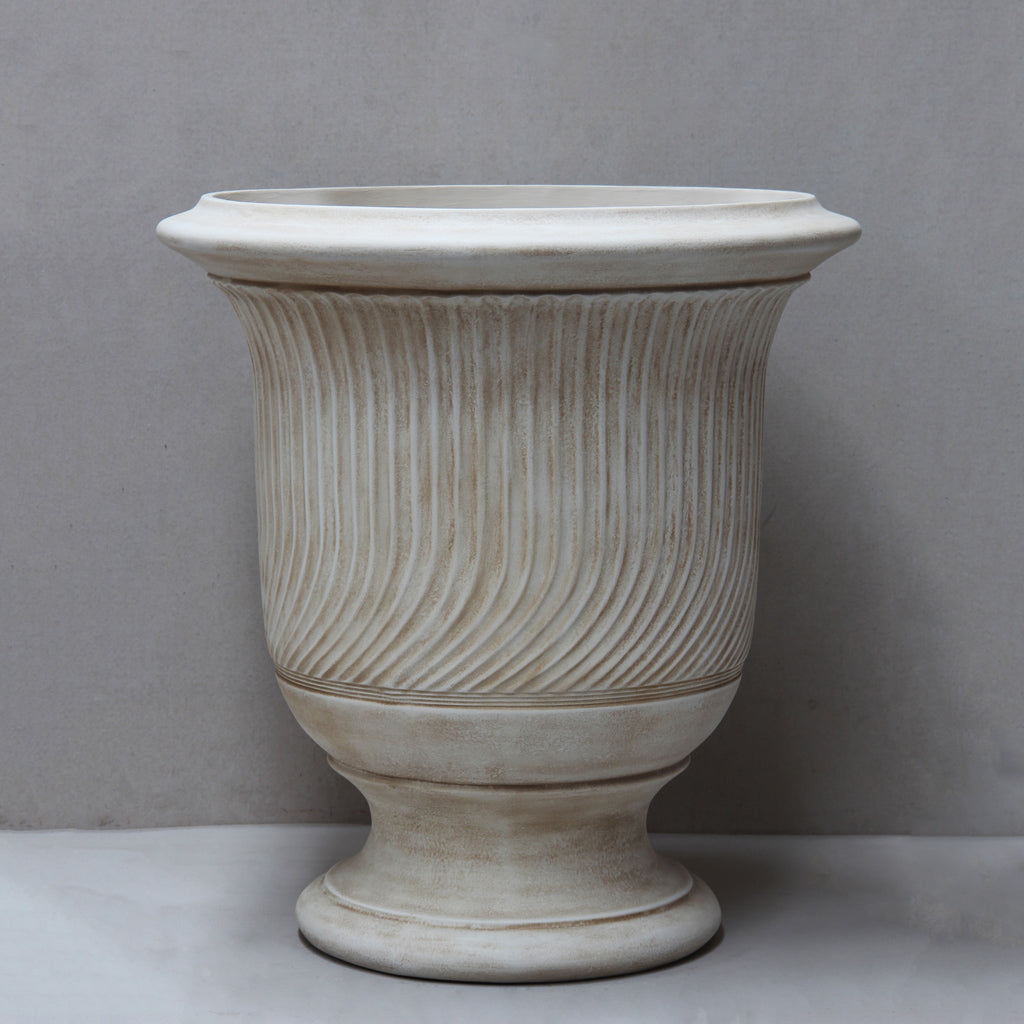 Mushroom Striated Anduze Urn Pot Front View
