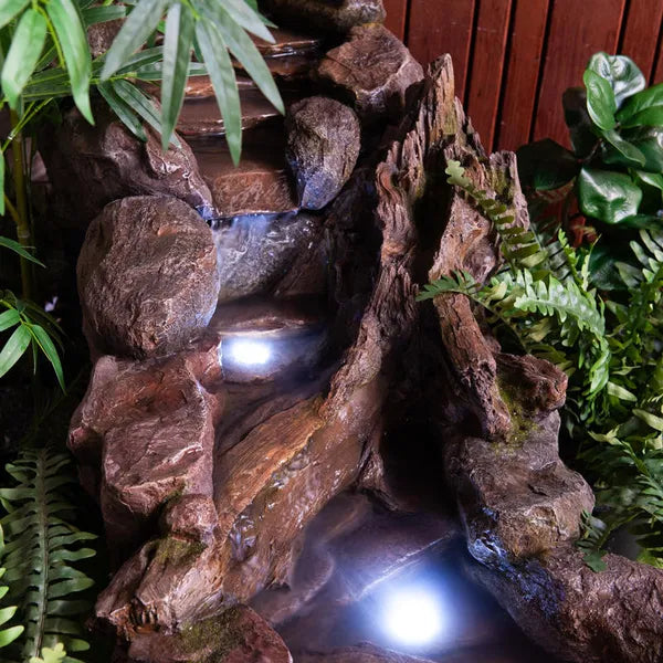 Nature Creek Large Rock Cascade Waterfall Water Feature Fountain Closeup