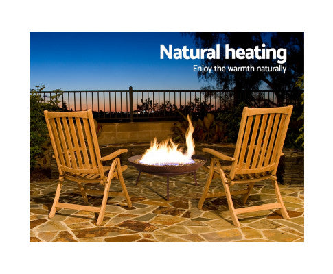 PatioGlow 60CM Charcoal Iron Fire Pit: Rustic Outdoor Wood Heater