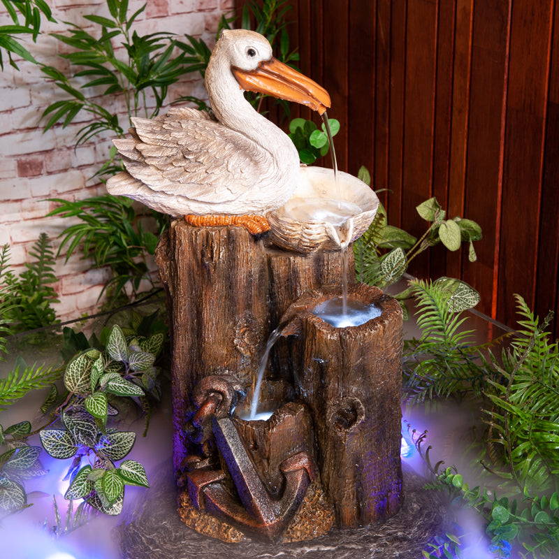 Pelican Seashore Roost Water Feature Fountain Misty background