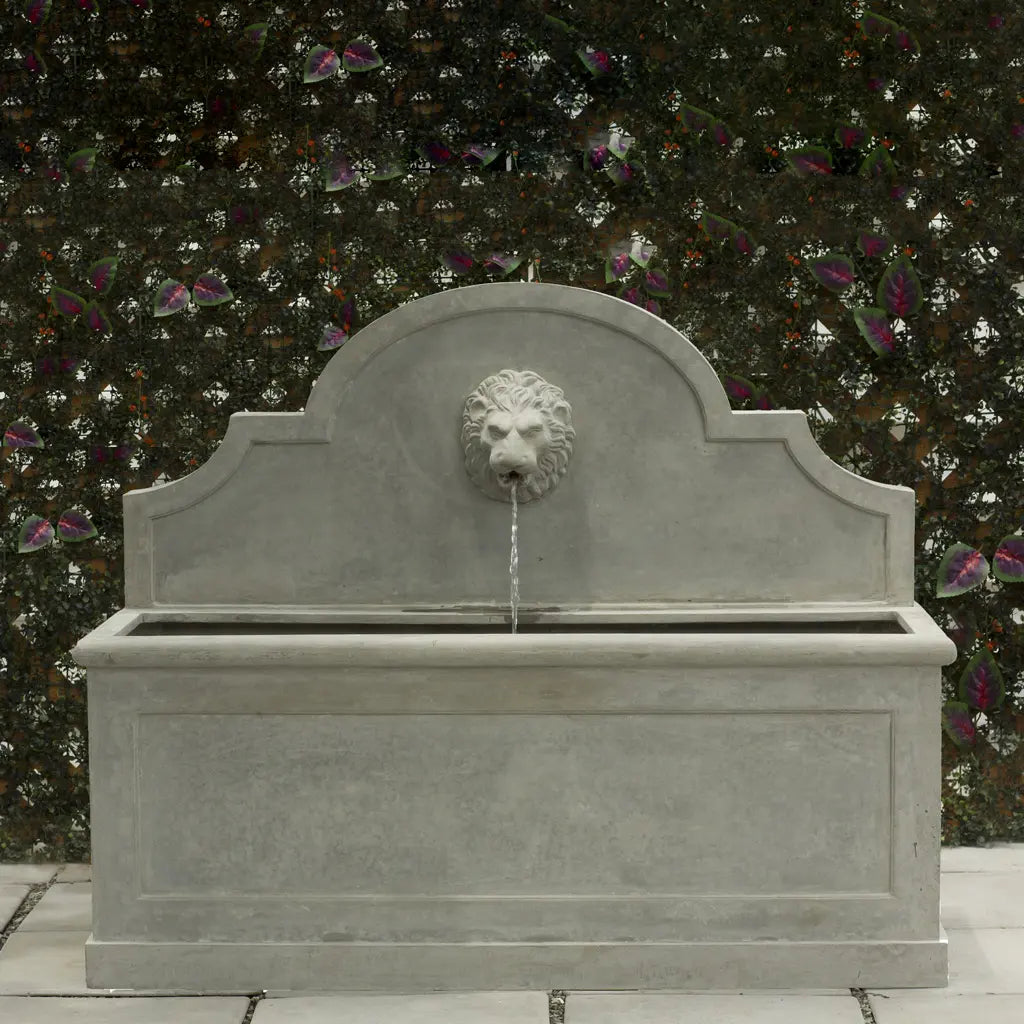 Portofino Lion Head Wall Water Feature - Natural Cement finish