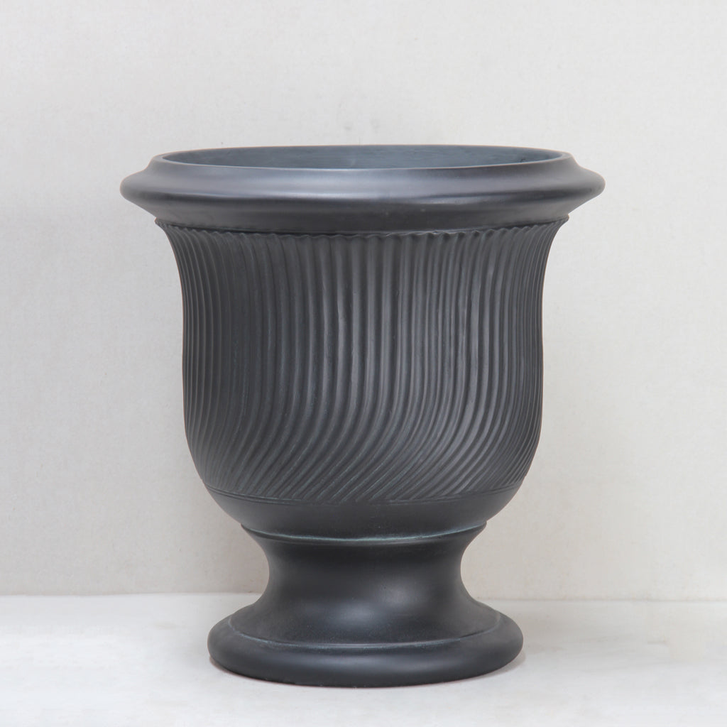 Real Bronze Finish Striated Anduze Urn front view