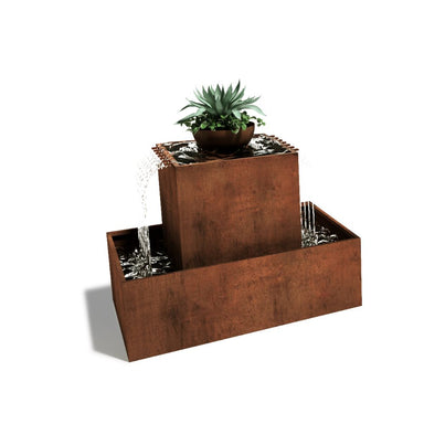 Rustic Corten Steel AquaZen Water Feature upper view