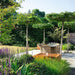 Rustic Corten Steel Cube Water Feature with outdoor table