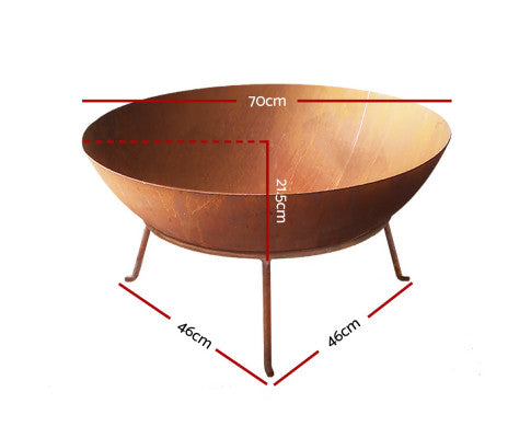 RusticFlame 70CM Steel Charcoal Fire Pit: Outdoor Fireplace and Heater