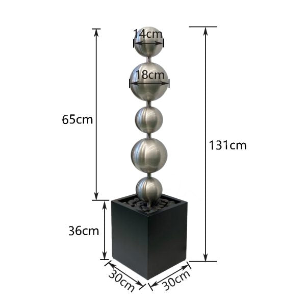Short Stainless Steel Balls Water Feature Fountain Dimensions