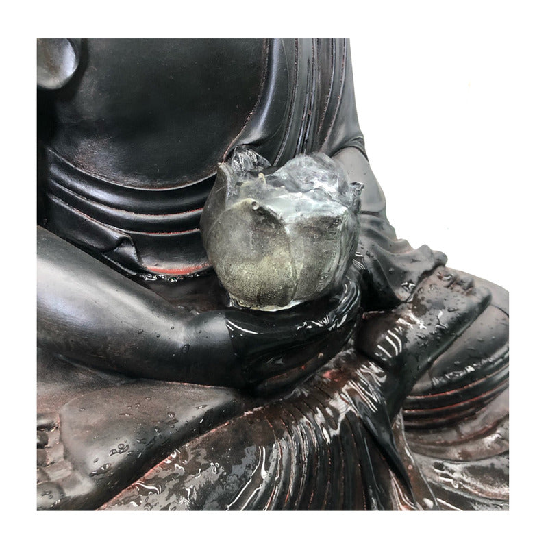 Solar Buddha Water Feature Fountain Close Look Hand