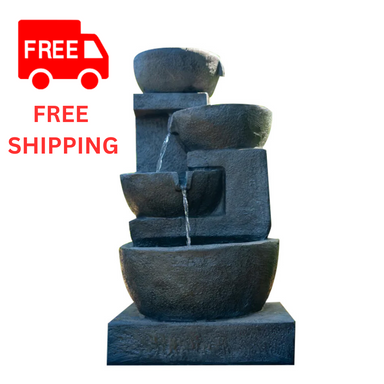 Solar Charcol 4 Bowls Water Feature FREE SHIPPING