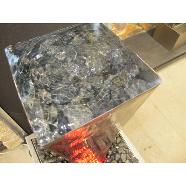 Square Column Stainless Steel Water Feature Top View